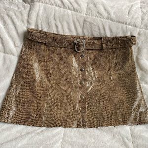 Zara Skirt | Faux Snakeskin skirt | Brown Snake skin Skirt | Snakeskin Belt